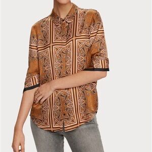 Scotch & Soda Tan Paisley Button Down Shirt